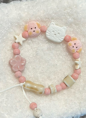 非金属树脂手链 可爱高颜值小猫小狗好朋友新款情侣闺蜜编织手绳