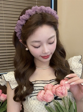 春夏芭蕾网纱发箍女高颅顶蓬松显脸小压发卡洗脸发捆正反两戴头箍