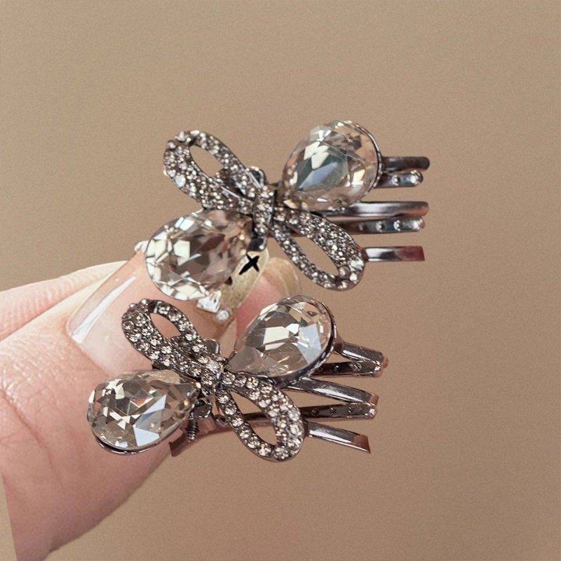 2025新款蝴蝶结水钻发夹侧边碎发发卡小号抓夹盘发器刘海夹子头饰,淘宝优惠券,粉丝福利购,淘宝优惠卷