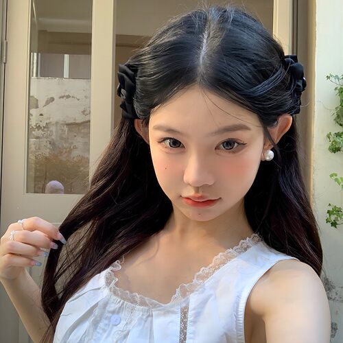 公主头黑色蝴蝶结小抓夹女发夹精灵耳刘海夹发卡耳后侧边夹子头饰 - 图0