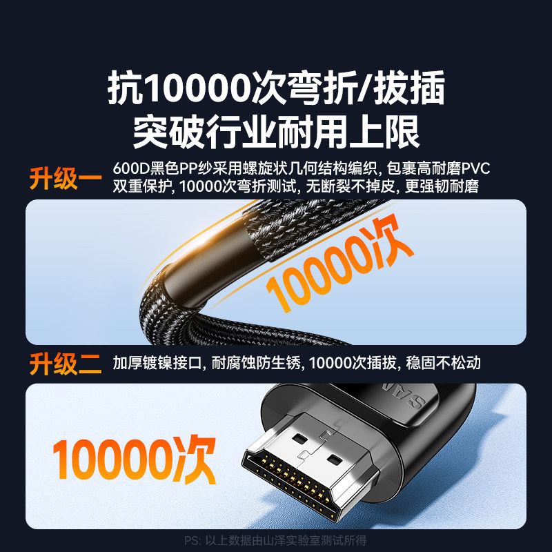 山泽hdmi线高清线2.1电视机连接电脑游戏机电视盒子8k高刷240Hz,淘宝优惠券,粉丝福利购,淘宝优惠卷