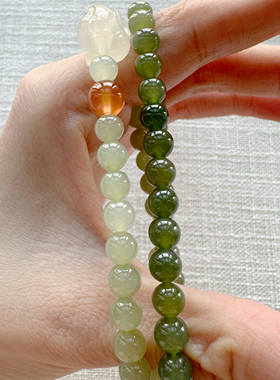 天然和田玉渐变锦鲤双圈手链