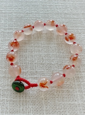 南红玛瑙和田玉平安扣本命年手链