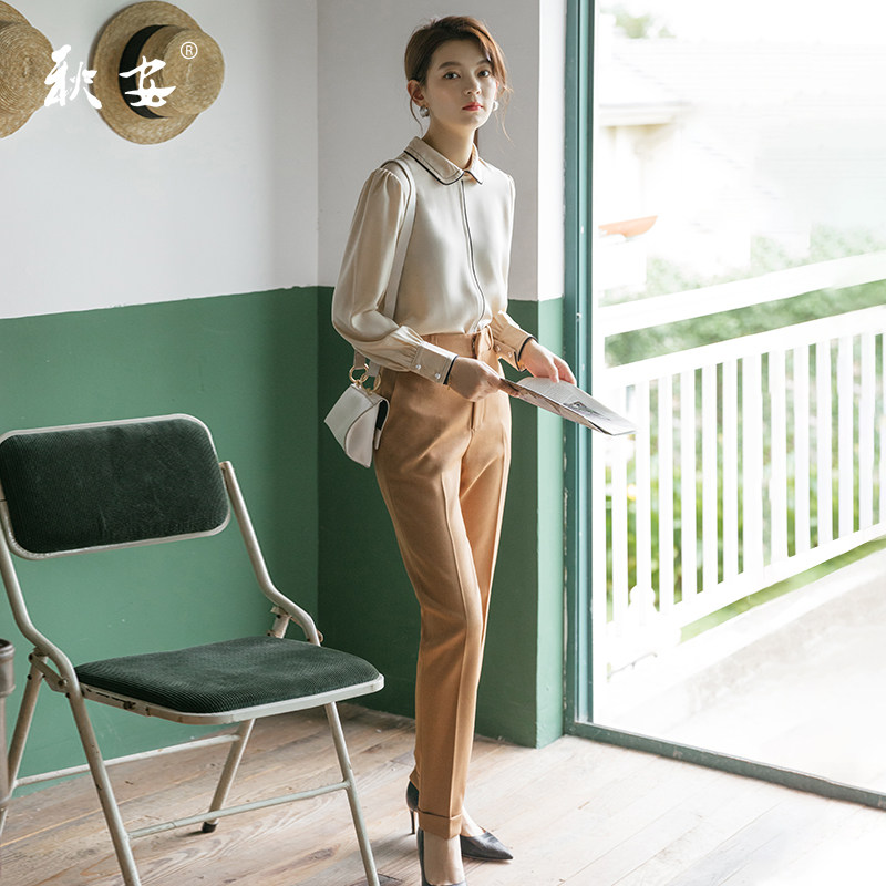 设计感小众黑边撞色2020秋新款衬衣 秋安衬衫