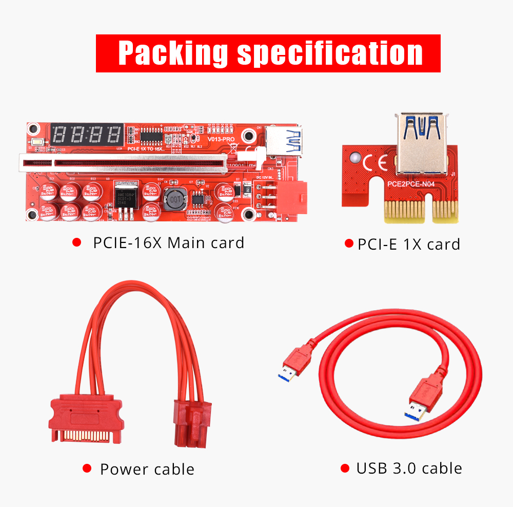 V012Pro跑马灯011MINI转接卡pci-e1x to16x显卡延长线6PIN镀金usb - 图2