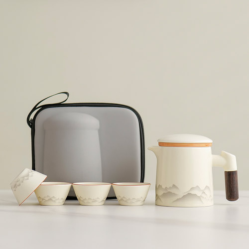 2025新款整套旅行茶具便携式户外车载快客杯陶瓷茶壶茶杯功夫茶具 - 图2