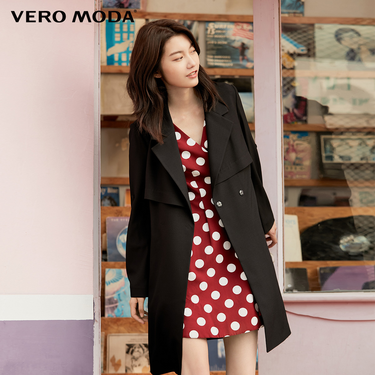 t区绫致Vero Moda2023秋冬新款优雅通勤显瘦中长款风衣外套女