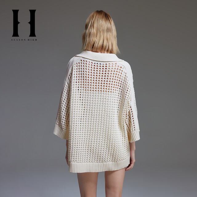 Lingzhi SEASONHIGH NFL ຮ່ວມ Kansas City Chiefs ແມ່ຍິງດູໃບໄມ້ລົ່ນ sweater knitted sweater ວ່າງເປົ່າຮູ