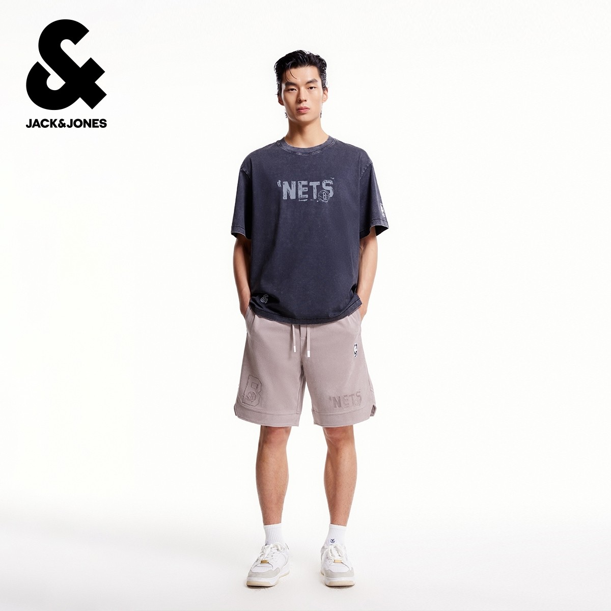 绫致杰克琼斯NBA联名篮网队字母刺绣夏男短裤舒适百搭潮时尚,淘宝优惠券,粉丝福利购,淘宝优惠卷