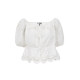 Vq zone Ayazhi Vero Moda top women's summer new style cotton elastic neckline button placket