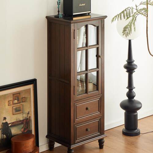 美式酒柜组合家具现代餐边柜实木单门柜欧式柜客厅靠墙轻奢小酒柜 - 图2