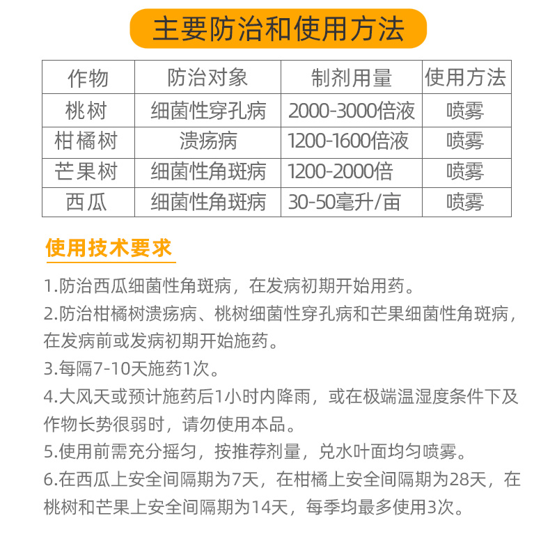 台湾兴农永福45%春雷霉素喹啉铜柑橘溃疡西瓜细菌性角斑病杀菌剂 - 图2