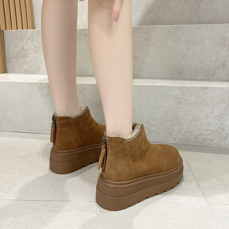 小个子加绒雪地靴女厚底加厚棉靴棉鞋女士冬季2025新款勃肯鞋短靴 - 图3