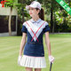 夏季高尔夫球服装 运动球服 女款短袖T恤V领运动休闲Polo衫上衣