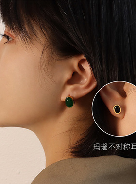 绿玛瑙异形不规则吊坠项链钛钢