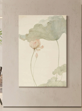 新中式荷花纯手绘油画客厅好运莲莲装饰画入户玄关挂画大芬村壁画
