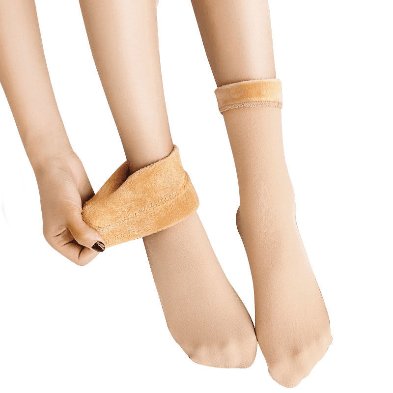 雪地中筒秋冬季加绒光腿肉色潮短袜 韵味服饰短袜/打底袜/丝袜/美腿袜