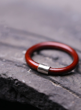 鸡血藤戒指女男单身情侣对戒