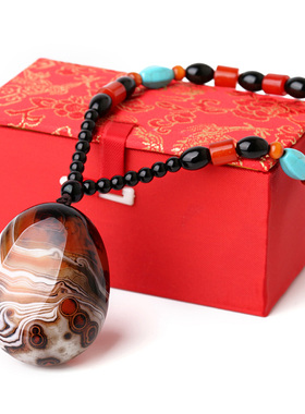 条纹打磨椭圆形中老年缠丝玛瑙