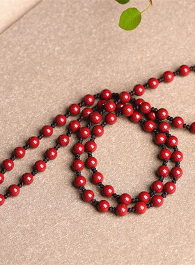 天然朱砂原石男女全珠链吊坠