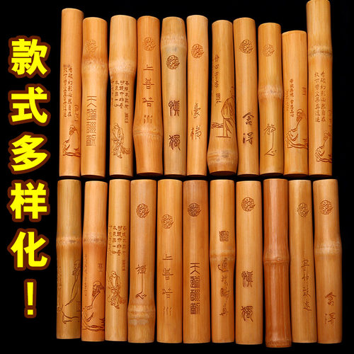 实心密集鱼子纹玉竹手把件手工刻字精磨竹棍子浮雕刻文玩男士把玩 - 图2