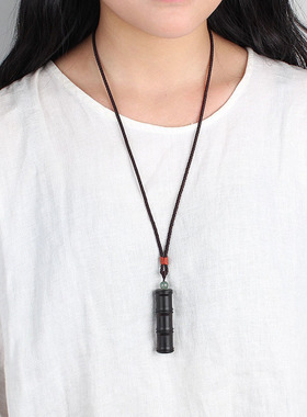 黑檀木竹节古风吊坠空心可拆卸