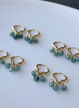 女合金、翡翠中国风耳扣、耳环