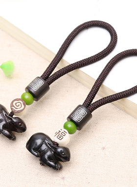 黑檀木可爱小兔子吊坠把玩包包