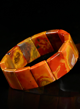 天然宣化战国红手牌片单圈手链