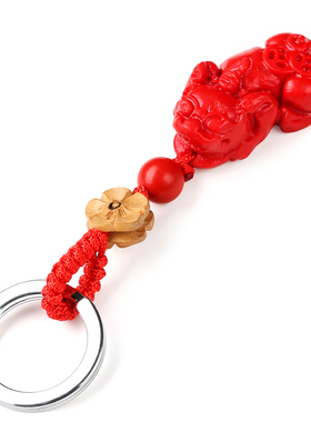 2024年桃木梅花金刚结钥匙扣朱砂