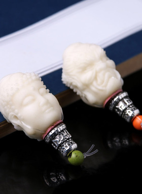 DIY象牙果三通佛头串珠手链项链文玩橄榄核星月金刚菩提配饰配件