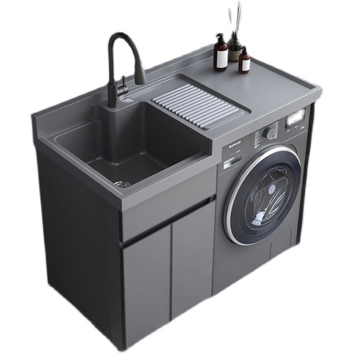 太空铝阳台洗衣机柜组合定制滚筒洗衣槽池台带搓板一体洗衣柜伴侣