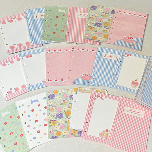 菜菜瑄瑄樱桃奶油粉蓝蜜桃格纹兔兔花三色堇M5A7内页夏日粉 - 图3