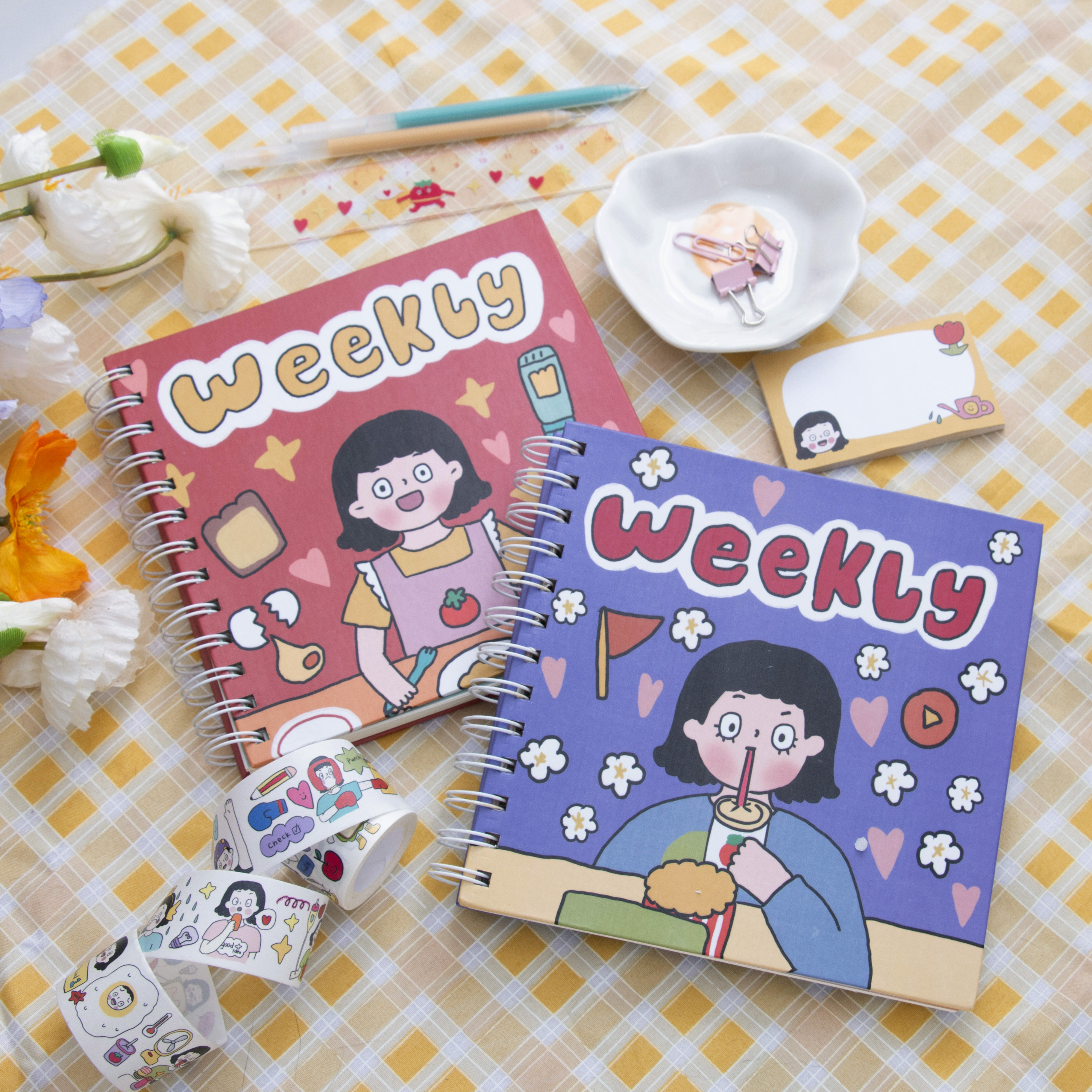栎树制造 weekly原创硬面线圈本学生卡通学习文具书写通用手账