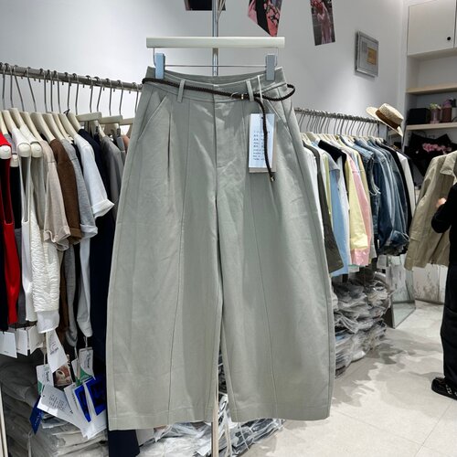 T-PLATEORM3733正版春季新款编织腰带显瘦百搭阔腿休闲裤女气球裤 - 图2