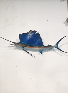 旗鱼仿真模型玻璃钢材质立体单面彩色海洋鱼雕塑海鲜餐厅装饰摆件