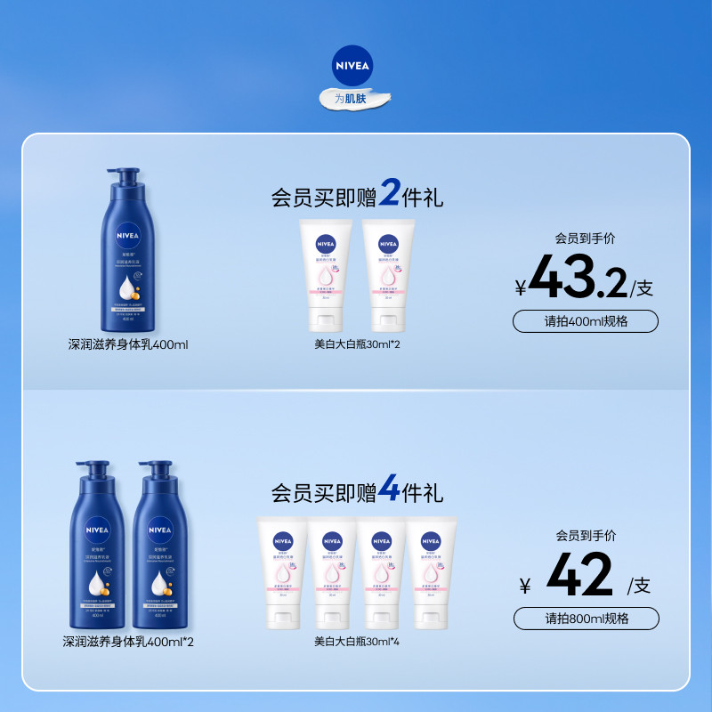 妮维雅美白滋润身体乳液冬季护肤全身干燥补水精华女士官方正品