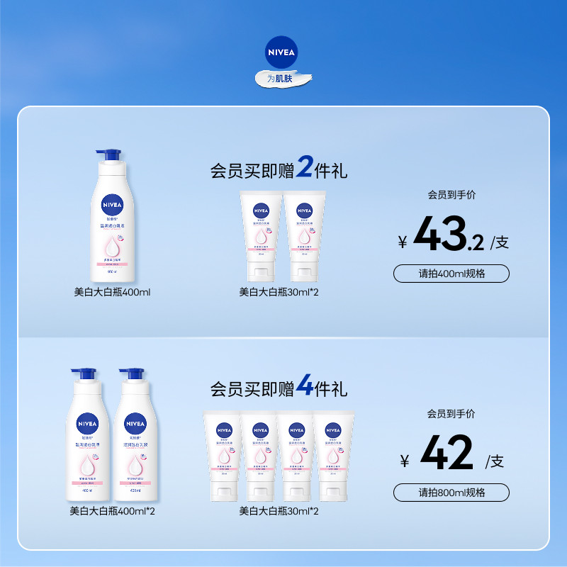 【孙颖莎同款】妮维雅大白瓶身体乳液美白烟酰胺温润透白滋润