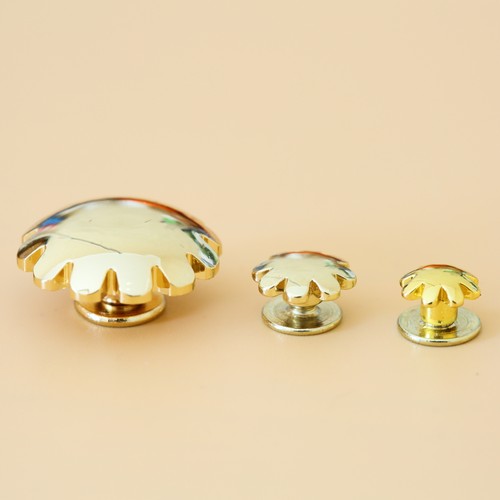 纯黄铜小花皮具装饰扣钱包扣财布扣手工皮艺皮雕五金配件 - 图0