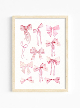 Trendy Pink Wall Art Bows Cherry Balloon Puppy Art Posters