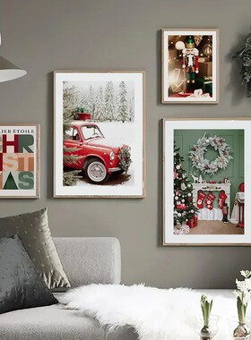 Red Car Cookies Christmas Gift Abstract Character Art Poster