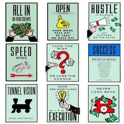 Monopoly Millionaire Dollar Money Poster Cartoon Motivationa - 图0