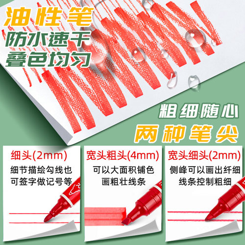 斯尼尔油性彩色记号笔双头不掉色大头防水马克笔24色涂鸦画笔套装 - 图2