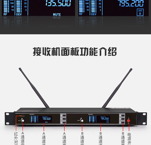 中国好声音麦克风SKM9000专业防啸叫真U段家用KTV一拖二无线话筒 - 图0