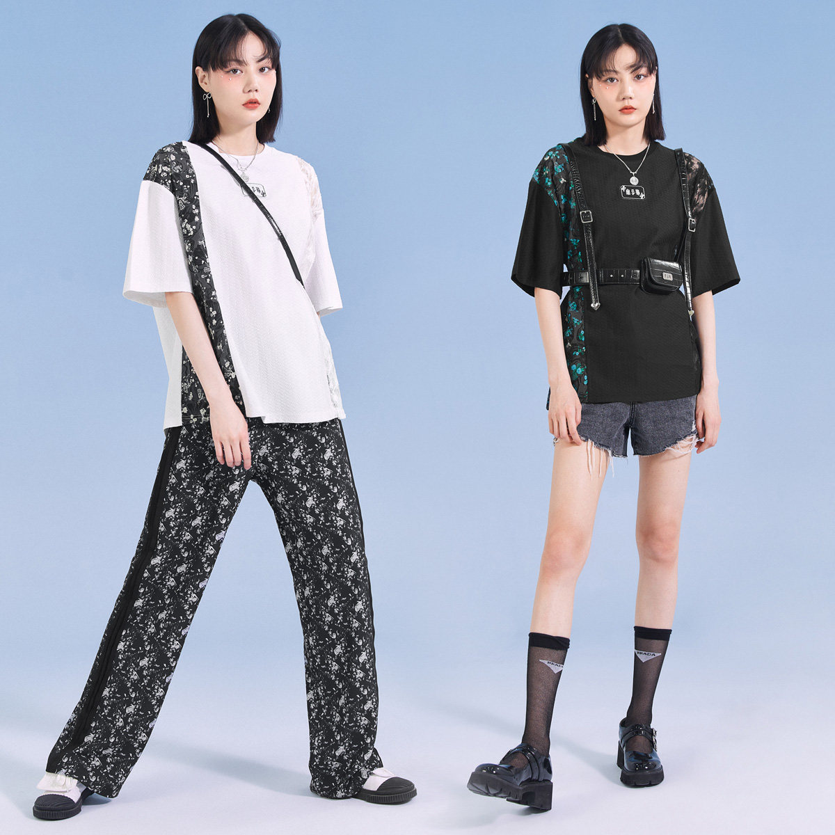 太平鸟皮影戏国风设计感2021 t恤 太平鸟广仁T恤