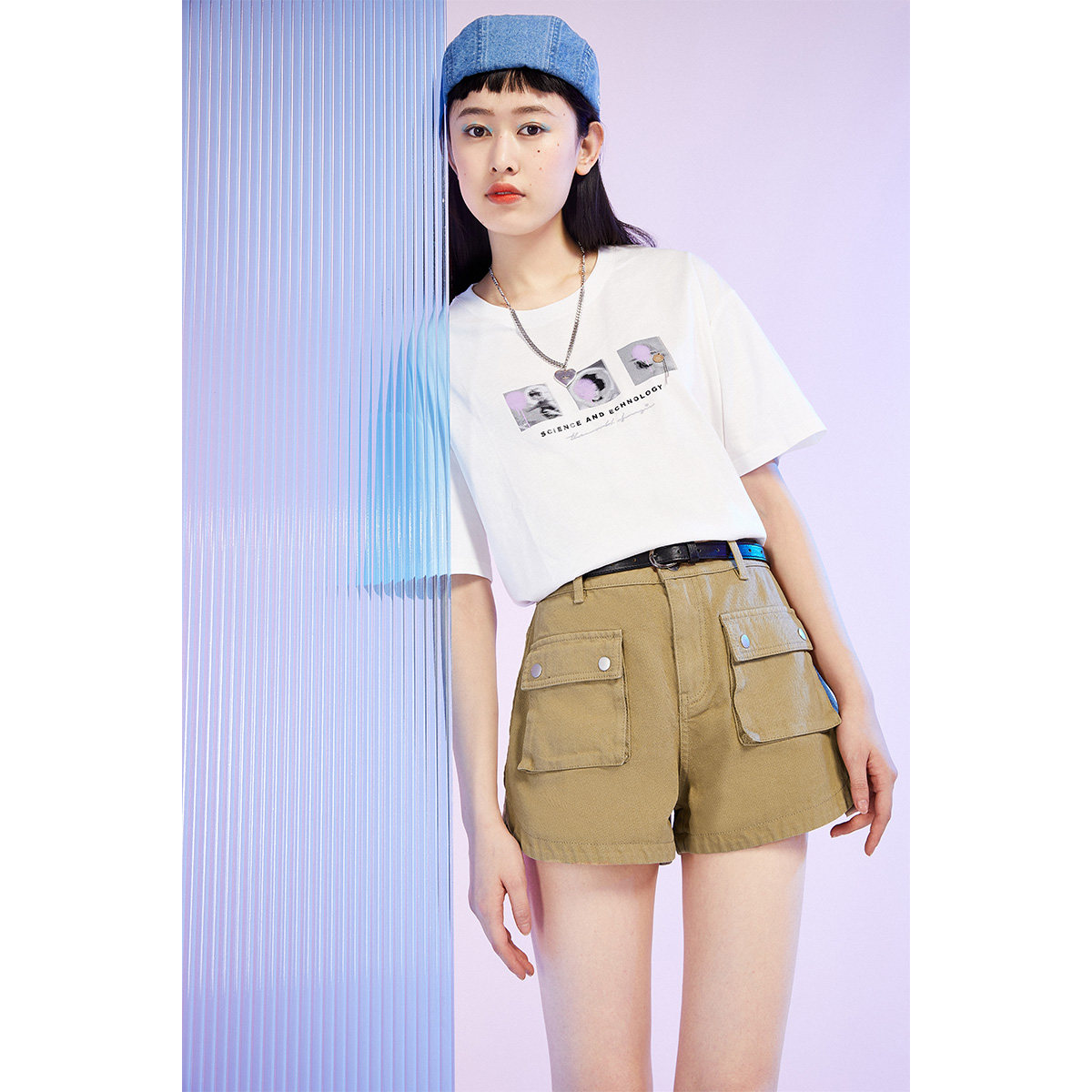 太平鸟工装高腰牛仔2020夏季短裤 太平鸟普埃拉牛仔裤