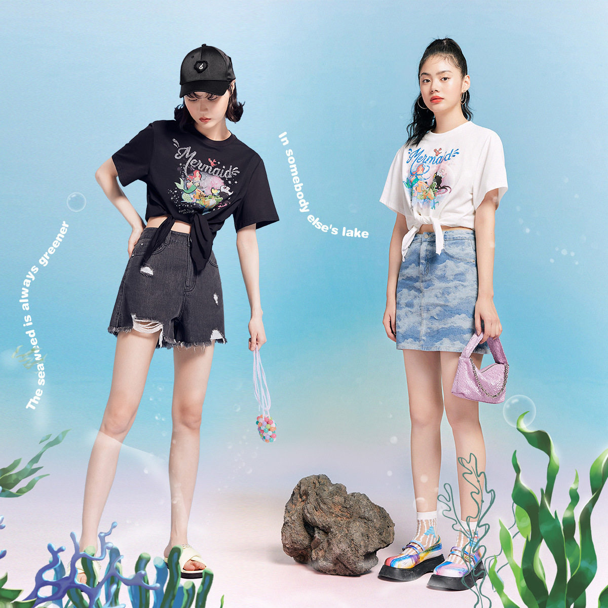 太平鸟美人鱼联名bm风短打2022 t恤 太平鸟广仁T恤