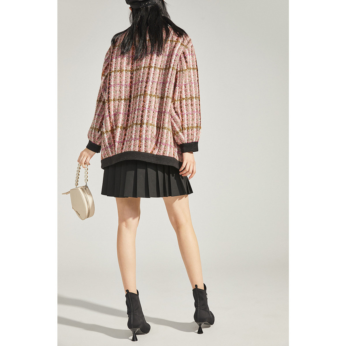 太平鸟粗花呢格纹外套韩版气质秋冬 太平鸟毛呢外套