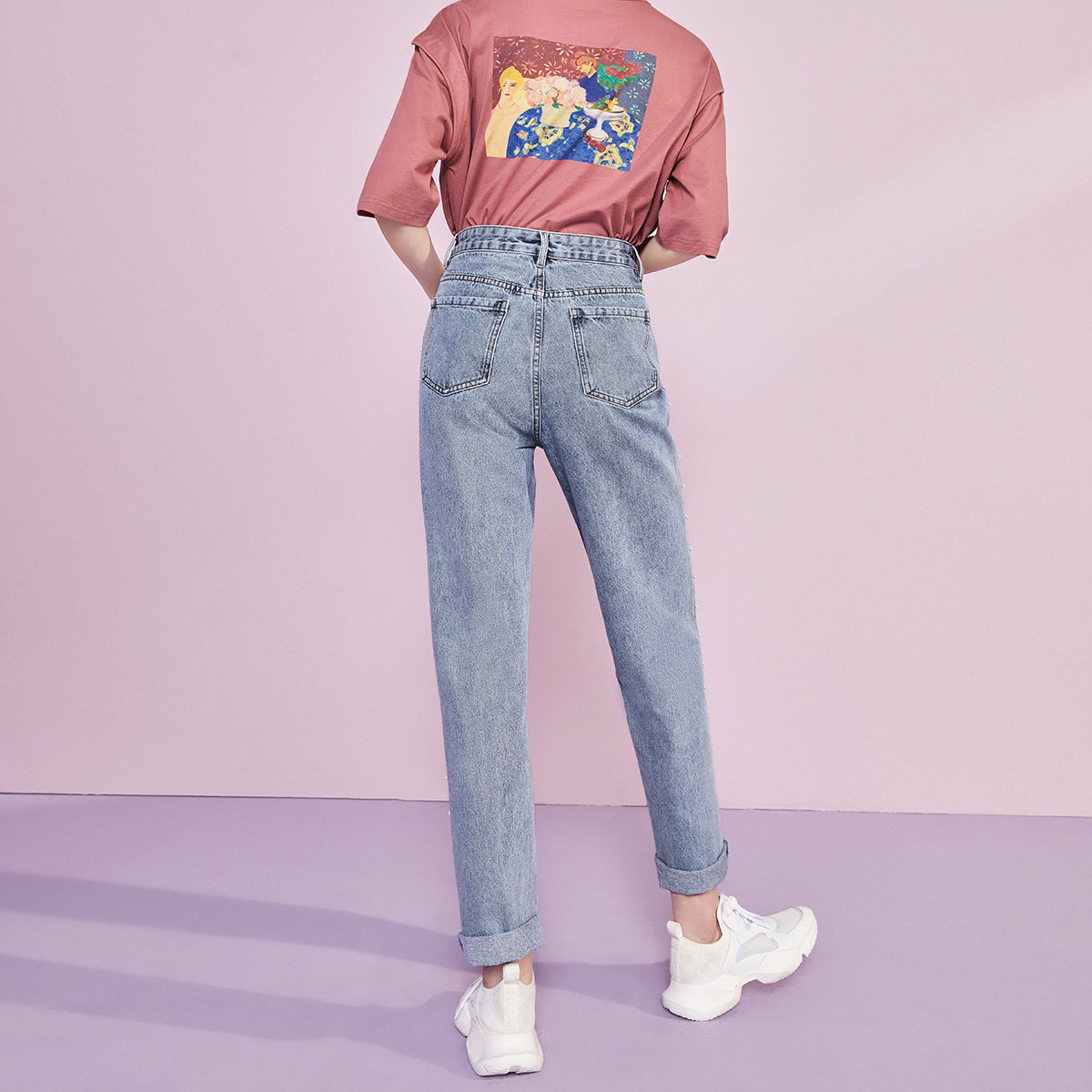 太平鸟高腰2020春季新款休闲牛仔裤 太平鸟普埃拉牛仔裤