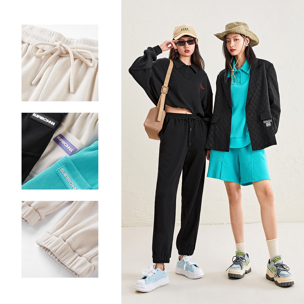 太平鸟superchina高腰阔腿女休闲裤 太平鸟广仁休闲裤